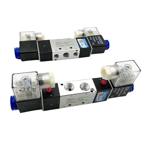 TYBOPHQJ 1 Stück 4V220-08 4V320-10 4V420-15 Magnetventil, 2 Positionen, pneumatische Luftventile, 5 Anschlüsse, DC12 V DC24 V, AC110 V, AC220 V, Doppelspule, Größe: AC 220 V (Coil (1 Stück), DC24 V von TYBOPHQJ