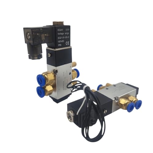 TYBOPHQJ 4V110-06 Pneumatisches Magnetventil 1/8 "5-Wege 2 Positionen DC 24 V DC 12 V AC 110 V AC220 V mit Luftventilen Anschluss von 4 mm 6 mm 8 mm (LED W Pc8-01, AC 220 V) von TYBOPHQJ