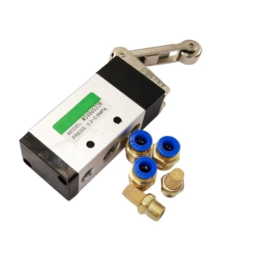 TYBOPHQJ MV-09 Rollhebel 2 Positionen 5-Wege-Schieberad mechanisches Ventil MV522R Lufteinlass 1/4" Ablauf 1/8" (PC 6mm Fittings) von TYBOPHQJ