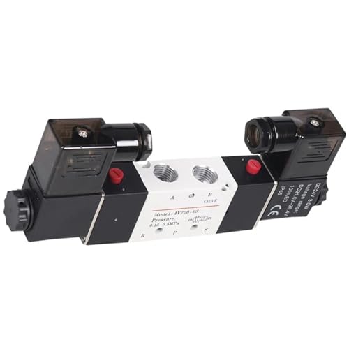 TYBOPHQJ Magnetventil 220 V Pneumatisch 4 V220-08 Luft 5 Wege 2 Positionen 1/4 Zoll Spule Legierung Innen DC 12 V Elektrisch DC 24 V AC 110 V (W 4 mm Fittings, 5 V) von TYBOPHQJ