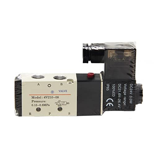 TYBOPHQJ Magnetventilsteuerung, 5/2-Wege-Ventilanschluss, Einzelspule 4V210-08 4V210-06, 1pcs (4v210-08b Dc24v) von TYBOPHQJ