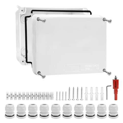 TYBYBB Verteilerdose Abzweigdose Aufputz IP65 150x110x70mm Verteilerdose Außen Wasserdicht Abzweigkasten Aufputzdose Klemmkasten Klemmdose Aufputz Junction Box Groß M20 für ø6-12 mm Kabel von TYBYBB