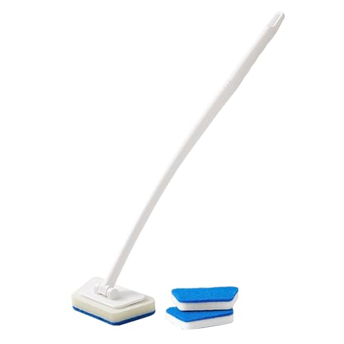 Badewannenbürste, Bodenbürste mit langem Griff, Schwammbürste, Multifunktionale Trapez-Badewannenbürste Fliesen, Glasböden, von TYCIONG