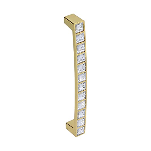 TYCIONG 4 Stück Kristall-Schrankgriffe, 128 Mm Lochabstand, Diamant-Doppellochknöpfe, Schubladengriffe aus Zinklegierung mit Goldenem Finish für Kleiderschränke, Schubladen und Möbel von TYCIONG