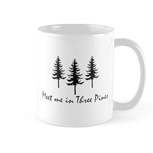 Kaffeetasse mit Aufschrift "Meet Me In Three Pines", 325 ml und 325 ml, Keramik-Teetassen von TYCLTY