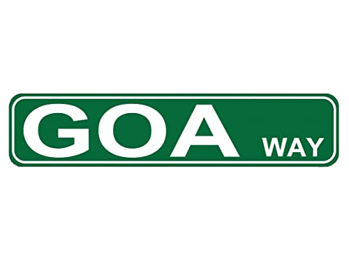 TYCLTY Goa Way Straßenschild, hochwertiges Metallschild, Goa Way Schild, Neuheit Schild für Bauernhaus, Garage, Wanddekoration, Blechschild, 40,6 x 10,2 cm TYCLTY Goa Way Straßenschild, hochwertiges Metallschild, Goa Way Schild, Neuheit Schild für Bauernhaus, Garage, Wanddekoration, Blechschild, 40,6 x 10,2 cm von TYCLTY