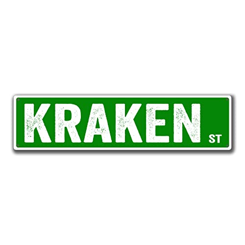 TYCLTY Kraken Street Metall-Blechschild für Straße, Garage, Wohnzimmer, Badezimmer, Garten, Heimkunst, Wanddekoration, Poster, Geschenk, 40,6 x 10,2 cm TYCLTY Kraken Street Metall-Blechschild für Straße, Garage, Wohnzimmer, Badezimmer, Garten, Heimkunst, Wanddekoration, Poster, Geschenk, 40,6 x 10,2 cm von TYCLTY