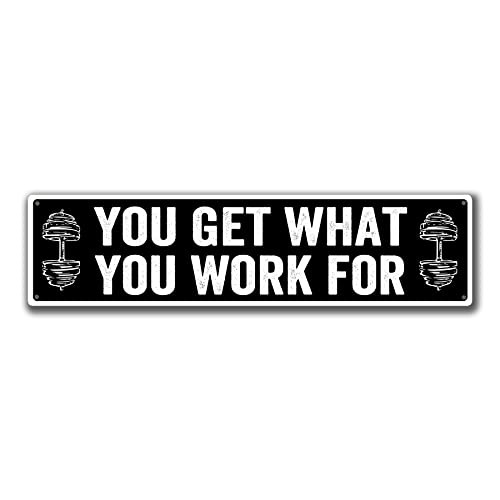 TYCLTY Metall-Blechschild "You Get What, You Work For", Garage, Wohnzimmer, Badezimmer, Garten, Workout, Schilder, Heimkunst, Wanddekoration, Poster, Fitnessschild, Geschenk, 40,6 x 10,2 cm TYCLTY Metall-Blechschild "You Get What, You Work For", Garage, Wohnzimmer, Badezimmer, Garten, Workout, Schilder, Heimkunst, Wanddekoration, Poster, Fitnessschild, Geschenk, 40,6 x 10,2 cm von TYCLTY