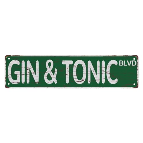 TYCLTY Straßenschild Metall-Blechschilder Gin & Tonic Vintage Metallschild Retro Metallschild Bar Pub Poster Wandkunst Dekor Blechschild 10 x 40 cm TYCLTY Straßenschild Metall-Blechschilder Gin & Tonic Vintage Metallschild Retro Metallschild Bar Pub Poster Wandkunst Dekor Blechschild 10 x 40 cm von TYCLTY