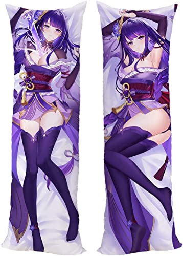 Für Genshin Impact Raiden Shogun Body Kissenbezug Kissenhülle,Anime Pillowcase Doppelseitige Umarmungskissen Bezug,Anime Doppelseitige Muster Kissenbezug Körper Umarmungskissen Kissenbezug von TYDEEY