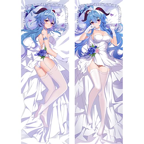 TYDEEY Für Genshin Impact Ganyu Body Kissenbezug Kissenhülle,Anime Pillowcase Doppelseitige Umarmungskissen Bezug,Anime Doppelseitige Muster Kissenbezug Körper,Peachskin-50cm*150cm von TYDEEY