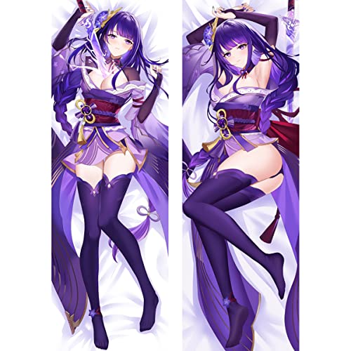 TYDEEY Für Genshin Impact Raiden Shogun Body Kissenbezug Kissenhülle,Anime Pillowcase Doppelseitige Umarmungskissen Bezug,Anime Doppelseitige Muster Kissenbezug Körper,2wt(2waytricot)-50cm*150cm von TYDEEY