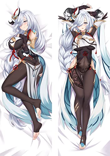 TYDEEY Für Genshin Impact Shenhe Body Kissenbezug Kissenhülle,Anime Pillowcase Doppelseitige Umarmungskissen Bezug,Anime Doppelseitige Muster Kissenbezug Körper,Shortplush-50cm*160cm von TYDEEY