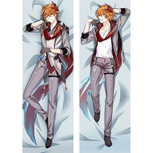 TYDEEY Für Genshin Impact Tartaglia Body Kissenbezug Kissenhülle,Anime Pillowcase Doppelseitige Umarmungskissen Bezug,Anime Doppelseitige Muster Kissenbezug Körper,Peachskin-40cm*120cm von TYDEEY