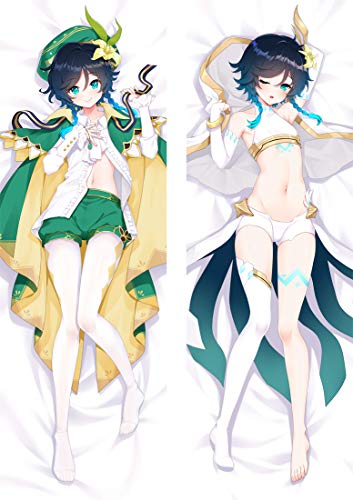 TYDEEY Für Genshin Impact Venti Body Kissenbezug Kissenhülle,Anime Pillowcase Doppelseitige Umarmungskissen Bezug,Anime Doppelseitige Muster Kissenbezug Körper,2wt(2waytricot)-50cm*160cm von TYDEEY