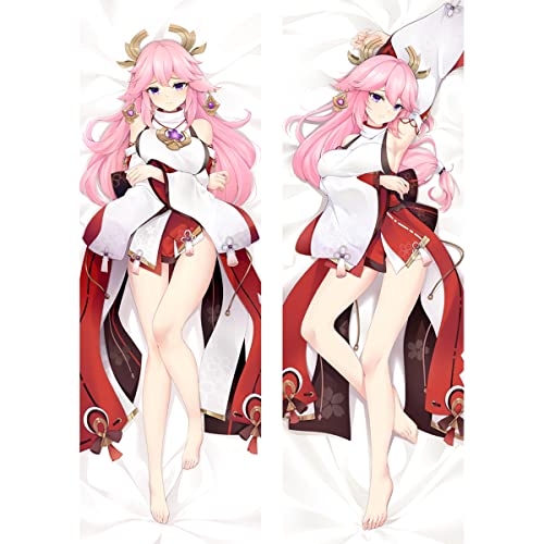 TYDEEY Für Genshin Impact Yae Miko Body Kissenbezug Kissenhülle,Anime Pillowcase Doppelseitige Umarmungskissen Bezug,Anime Doppelseitige Muster Kissenbezug Körper,2wt(2waytricot)-50cm*150cm von TYDEEY