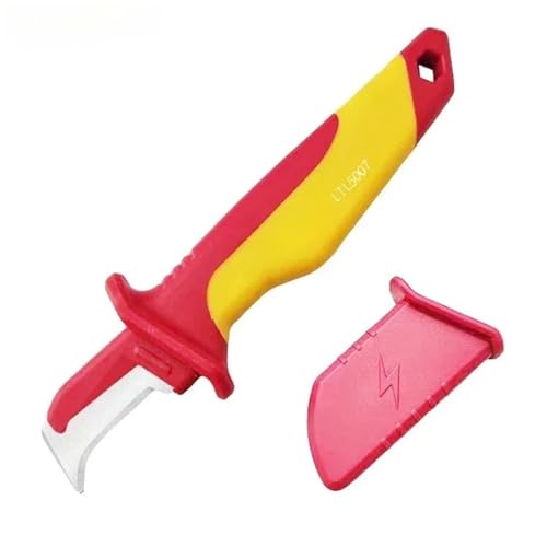 1 stück Elektrikermesser Isolierte Kabelabisolierschere Gerader Gebogener Haken Feststehendes Messer Abisolierzange Peeling Handwerkzeuge(LTL5007 Hook) von TYDHGSE