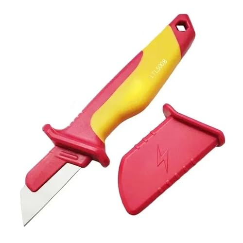1 stück Elektrikermesser Isolierte Kabelabisolierschere Gerader Gebogener Haken Feststehendes Messer Abisolierzange Peeling Handwerkzeuge(LTL5008 Round) von TYDHGSE
