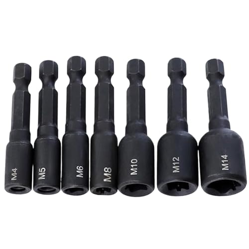 7/8 Stücke M4-M16 Gewindebohrer-Steckschlüsseladapter 1/4 Zoll Sechskantschaft Maschinengewindebohrer Vierkant-Treibergewindebohreradapter For Elektrische Bohrmaschine(7Pcs Set(M4-M14)) von TYDHGSE