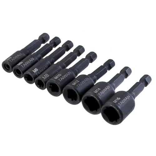 7/8 Stücke M4-M16 Gewindebohrer-Steckschlüsseladapter 1/4 Zoll Sechskantschaft Maschinengewindebohrer Vierkant-Treibergewindebohreradapter For Elektrische Bohrmaschine(8Pcs Set(M4-M16)) von TYDHGSE