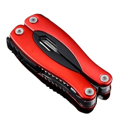 Camping Gear Outdoor Survival Edelstahl 9 in 1 tragbare Multi-Tool Zange Camping Zubehör tragbare(Red) von TYDHGSE
