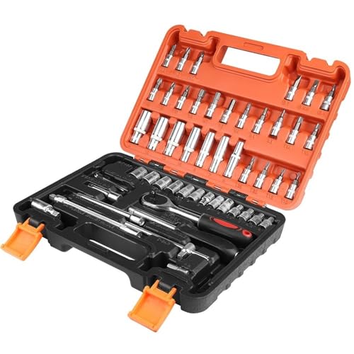 [EU-Lager] 53-teiliges Schraubenschlüssel-Set, Ratschenschlüssel-Set, Steckschlüssel-Set, Autoreparatur-Werkzeug-Set, Ratschen-Drehmomentschlüssel, Kombi-Reparaturwerkzeug von TYDHGSE