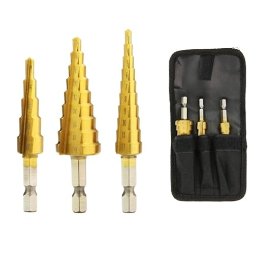 HSS Titan Stufenbohrer For Metall Holz Hochgeschwindigkeits-Set Elektrowerkzeuge 3-12 4-12 4-20 4-32 Mm(3-12 4-12 4-20 bag) von TYDHGSE