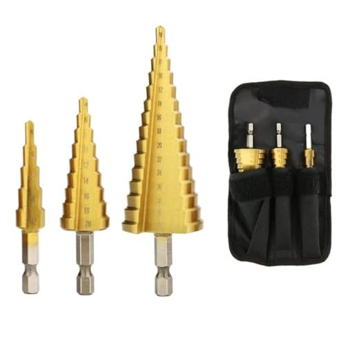 HSS Titan Stufenbohrer For Metall Holz Hochgeschwindigkeits-Set Elektrowerkzeuge 3-12 4-12 4-20 4-32 Mm(4-12 4-20 4-32 bag) von TYDHGSE