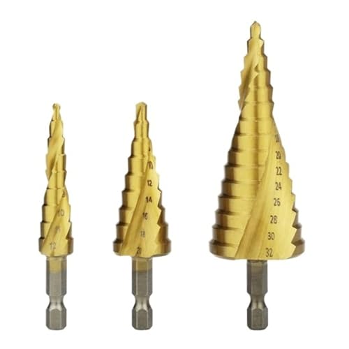 HSS Titan Stufenbohrer For Metall Holz Hochgeschwindigkeits-Set Elektrowerkzeuge 3-12 4-12 4-20 4-32 Mm(Step Drill Spiral 3) von TYDHGSE