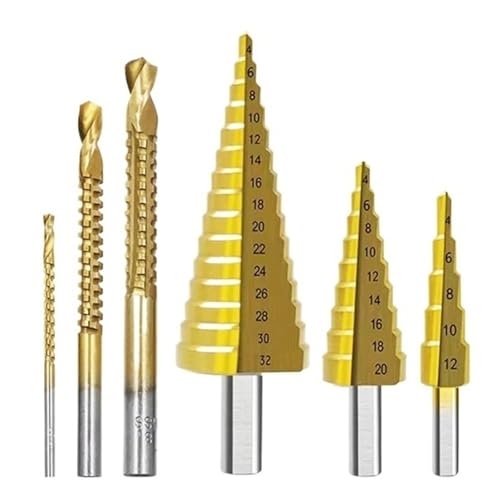 HSS Titan Stufenbohrer For Metall Holz Hochgeschwindigkeits-Set Elektrowerkzeuge 3-12 4-12 4-20 4-32 Mm(Step Saw Drill Set) von TYDHGSE