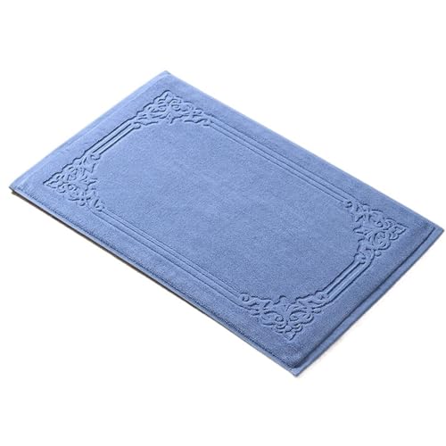 TYDHGSE 1 Stück Boden Handtuch Matte Weiß Rot Blau Teppich SPA Bad Zimmer Matte 100% Baumwolle Qualität Verdicken Badewanne Dekor(Beiou Blue) von TYDHGSE