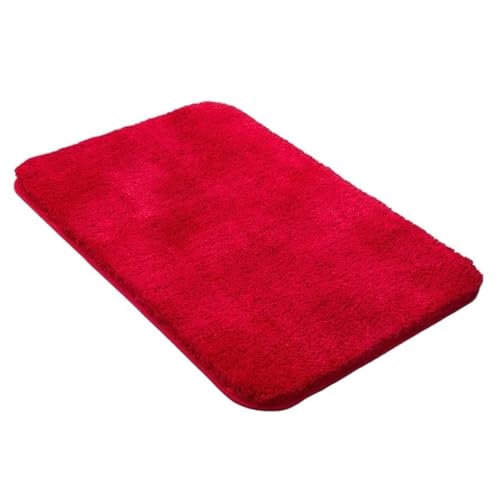 TYDHGSE 1 Stück Super Absorption Bad rutschfeste Badezimmer Teppich Teppiche Weichen Boden for Schlafzimmer Toilette Teppich Fußmatte Lange Nachttischmatte 5 Größen(Red,About 80x100cm) von TYDHGSE