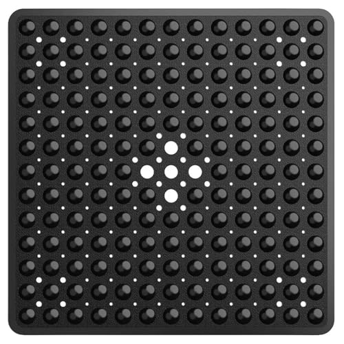 TYDHGSE 1 Stücke 53x53cm Duschmatte Saugnapf PVC Anti-Rutsch-Badematte Quadratische Duschbodenauflage rutschfeste Sicherheitsmatte(1x Black) von TYDHGSE