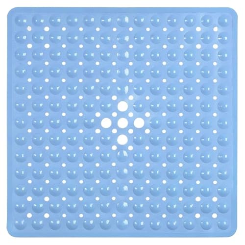 TYDHGSE 1 Stücke 53x53cm Duschmatte Saugnapf PVC Anti-Rutsch-Badematte Quadratische Duschbodenauflage rutschfeste Sicherheitsmatte(1x Blue) von TYDHGSE