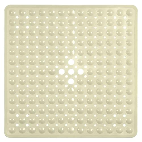 TYDHGSE 1 Stücke 53x53cm Duschmatte Saugnapf PVC Anti-Rutsch-Badematte Quadratische Duschbodenauflage rutschfeste Sicherheitsmatte(1x Cream-Colored) von TYDHGSE