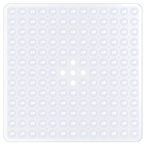 TYDHGSE 1 Stücke 53x53cm Duschmatte Saugnapf PVC Anti-Rutsch-Badematte Quadratische Duschbodenauflage rutschfeste Sicherheitsmatte(1x Transparent White) von TYDHGSE