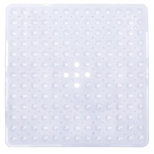 TYDHGSE 1 Stücke 53x53cm Duschmatte Saugnapf PVC Anti-Rutsch-Badematte Quadratische Duschbodenauflage rutschfeste Sicherheitsmatte(1x White) von TYDHGSE