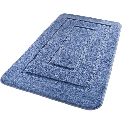 TYDHGSE 1pc Badezimmer Teppich Mikrofaser Geformt Absorbieren rutschfeste Einfarbige Toilette Teppich Waschraum Essentials(Blue,50x80cm) von TYDHGSE