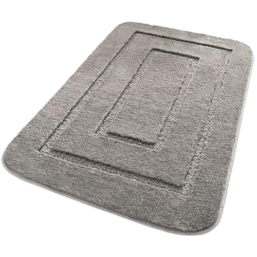TYDHGSE 1pc Badezimmer Teppich Mikrofaser Geformt Absorbieren rutschfeste Einfarbige Toilette Teppich Waschraum Essentials(Gray,40x60cm) von TYDHGSE