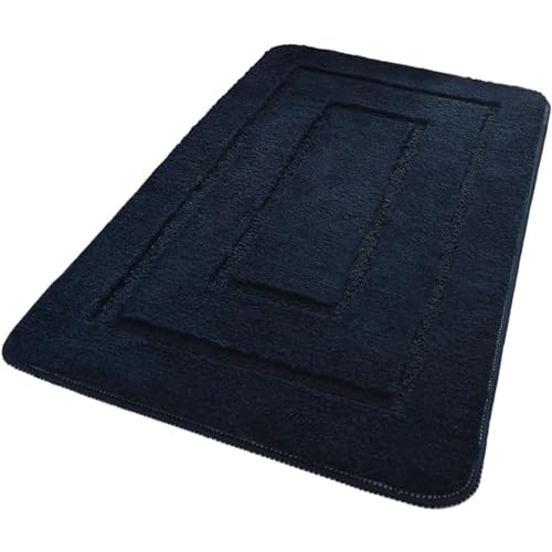 TYDHGSE 1pc Badezimmer Teppich Mikrofaser Geformt Absorbieren rutschfeste Einfarbige Toilette Teppich Waschraum Essentials(Navy Blue,50x80cm) von TYDHGSE