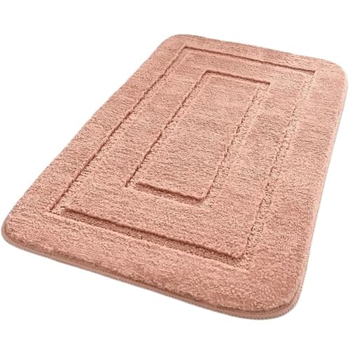 TYDHGSE 1pc Badezimmer Teppich Mikrofaser Geformt Absorbieren rutschfeste Einfarbige Toilette Teppich Waschraum Essentials(Pink,50x80cm) von TYDHGSE