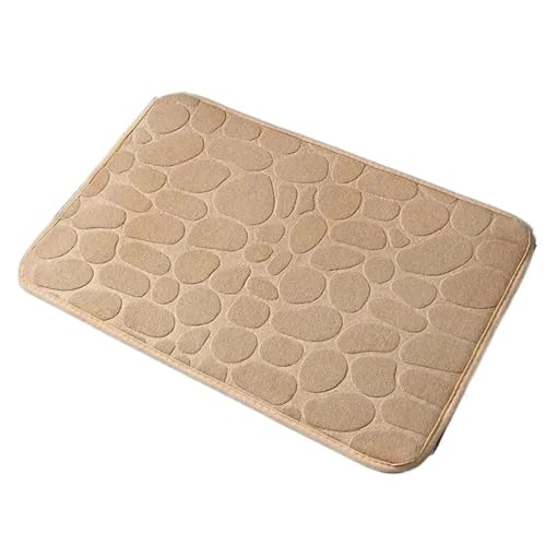 TYDHGSE 1pc Memory Foam Geprägter Samtteppich Badezimmer Wohnzimmer rutschfeste Matte Kopfsteinpflaster Bodenmatte Heimtextilien(Beige) von TYDHGSE