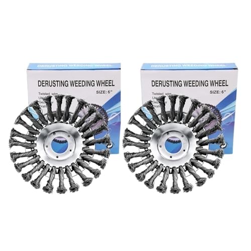 TYDHGSE 6/8/10 Zoll Unkrautbürstenschneiderkopf Rasenmäher Grasschneiderkopf Stahldrahtradbürstenscheibe Gartentrimmerköpfe(2Pcs 6inch Head) von TYDHGSE