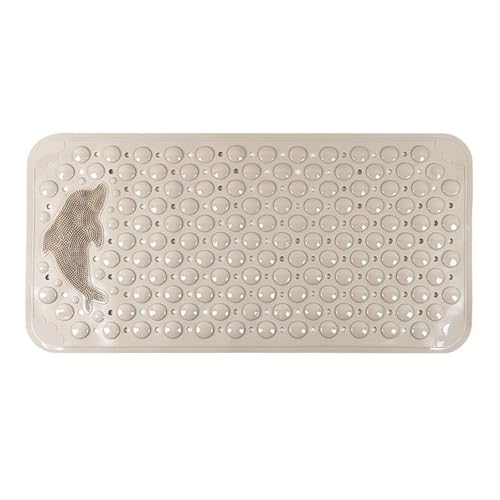 TYDHGSE Badezimmer Anti-Rutsch-Matten PVC Dusche Anti-Fall-Fußmatte Delphin Massage Saugnapf Mit Abflussloch Bodenmatte(Khaki,75CMx44CM) von TYDHGSE