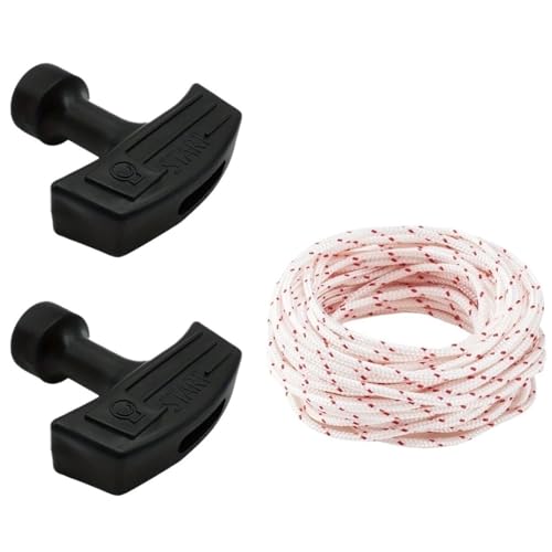 TYDHGSE Rückstoßstarterseil, 10 M X 3 Mm, Zugseil Mit 0/1/2/3 Startergriffen for Benzin-Rasenmäher-Motorteile(10m-2handle) von TYDHGSE