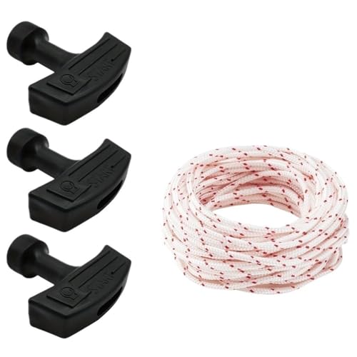 TYDHGSE Rückstoßstarterseil, 10 M X 3 Mm, Zugseil Mit 0/1/2/3 Startergriffen for Benzin-Rasenmäher-Motorteile(10m-3handle) von TYDHGSE