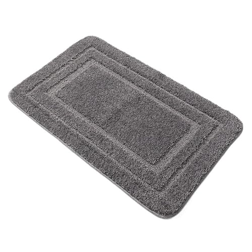 TYDHGSE Super Saugfähiger Badezimmerteppich, Verdickende, rutschfeste Badematten, Schmutzabweisend, Badezimmer-Bodenteppiche, Waschbare Wohnzimmer-Fußmatte(Dark Grey,50x80cm) von TYDHGSE