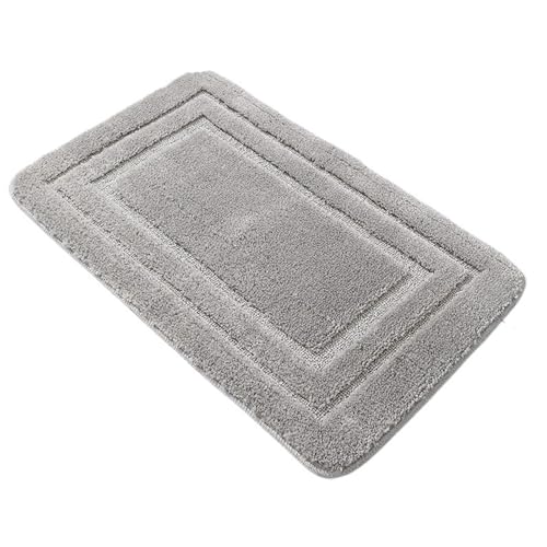 TYDHGSE Super Saugfähiger Badezimmerteppich, Verdickende, rutschfeste Badematten, Schmutzabweisend, Badezimmer-Bodenteppiche, Waschbare Wohnzimmer-Fußmatte(Light Grey,50x80cm) von TYDHGSE