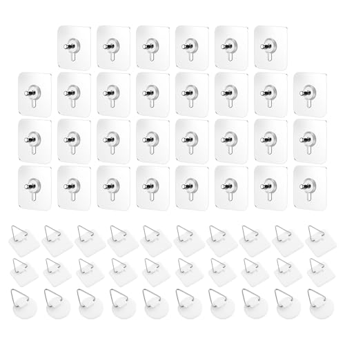30 Stück Kunststoff-Aufhängehaken, 30 Stück Schraub-Fotorahmen-Aufkleber, Selbstklebende Bilderhaken, Keine Notwendigkeit, Löcher Zum Aufhängen Von Bildern Zu Stanzen, Bilderrahmen-Aufhänger von TYFGRT