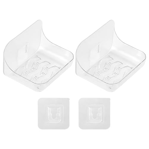 TYFGRT 2 Stück Dusch-Seifenhalter, Dusch-Seifenschale, Badezimmer-Seifenhalter, Badezimmer-Wandaufbewahrungsregal, Selbstklebender Wand-Seifenhalter (12 X 9,3 X 8,2 cm, Transparent) von TYFGRT